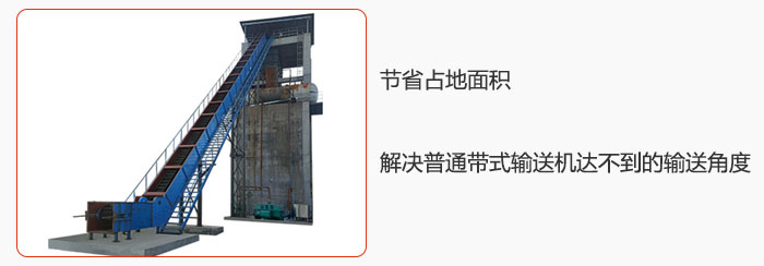節省占地面積，解決普通帶式輸送機達不到的輸送角度。